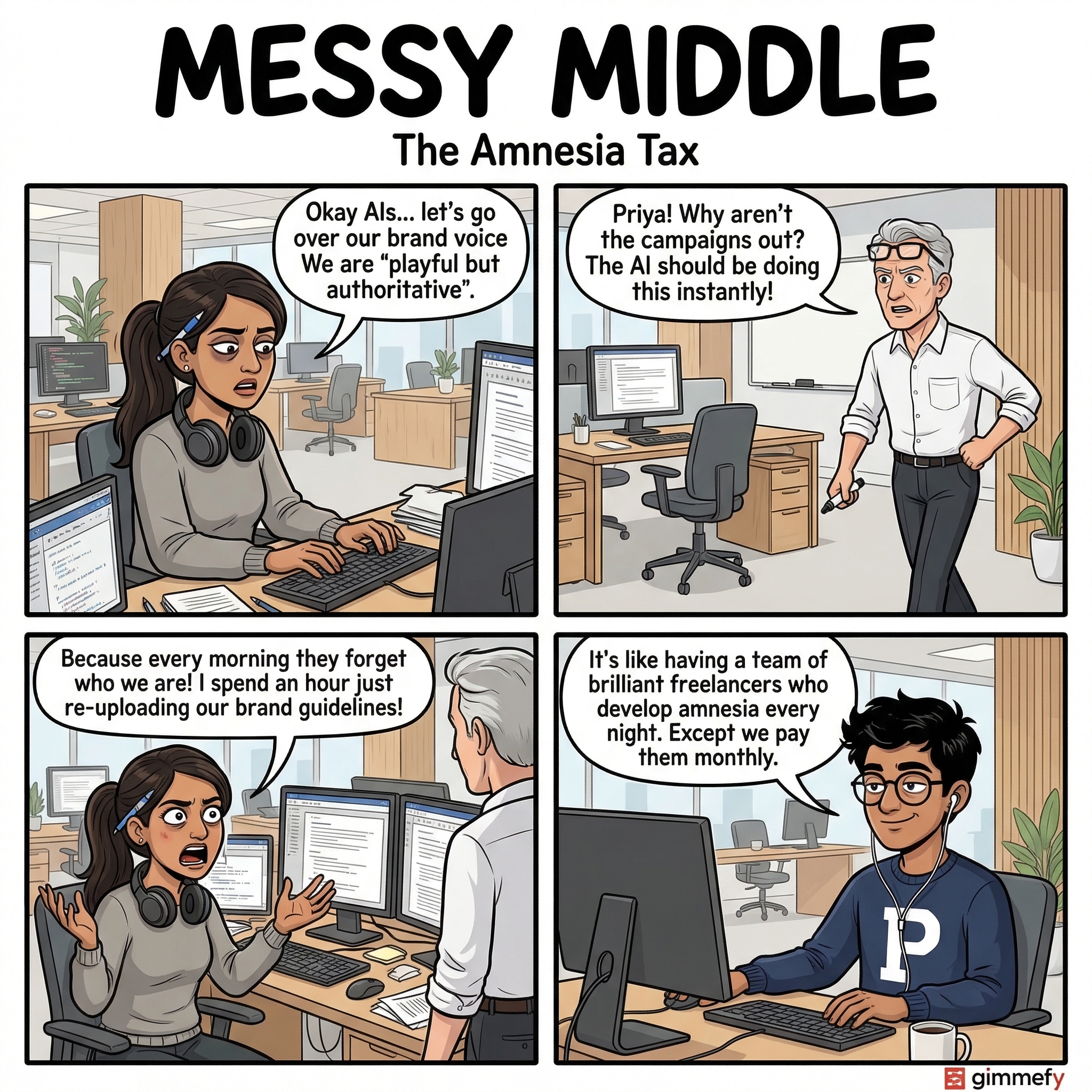 Messy Middle Comic #005: Re-Educating The Machine Every Morning