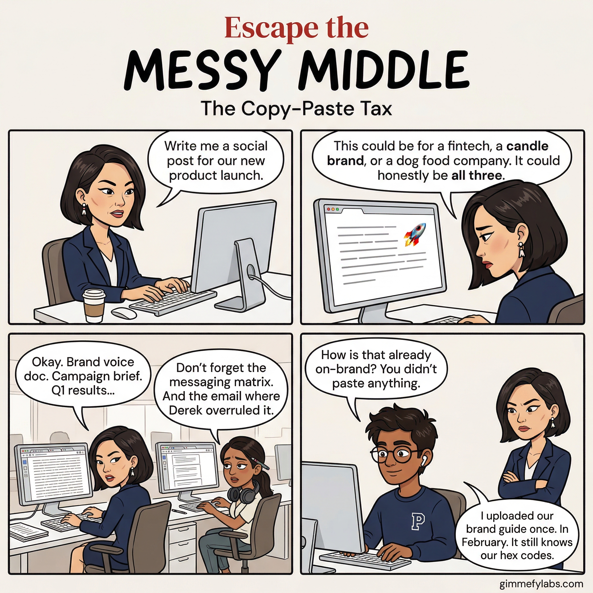 Messy Middle Comic #017: The Copy Paste Tax - gimmefy