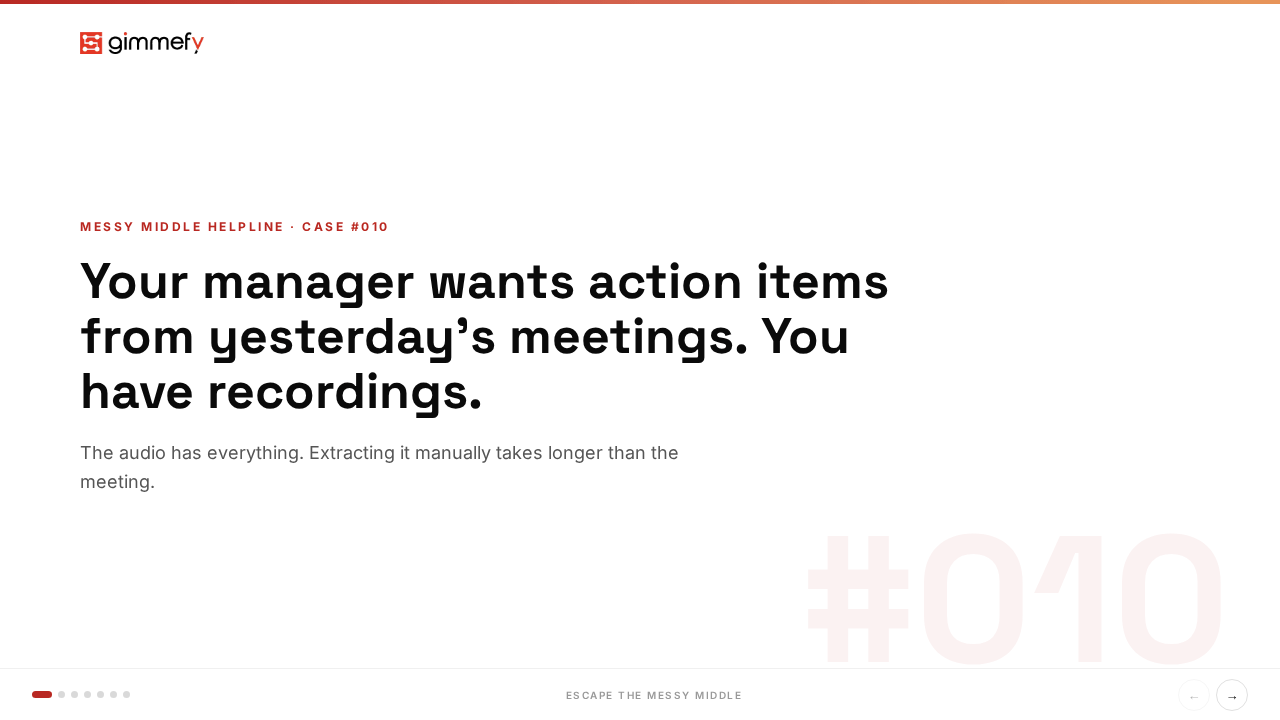 Walkthrough GIF for Messy Middle Helpline — Case #010: Audio Intelligence
