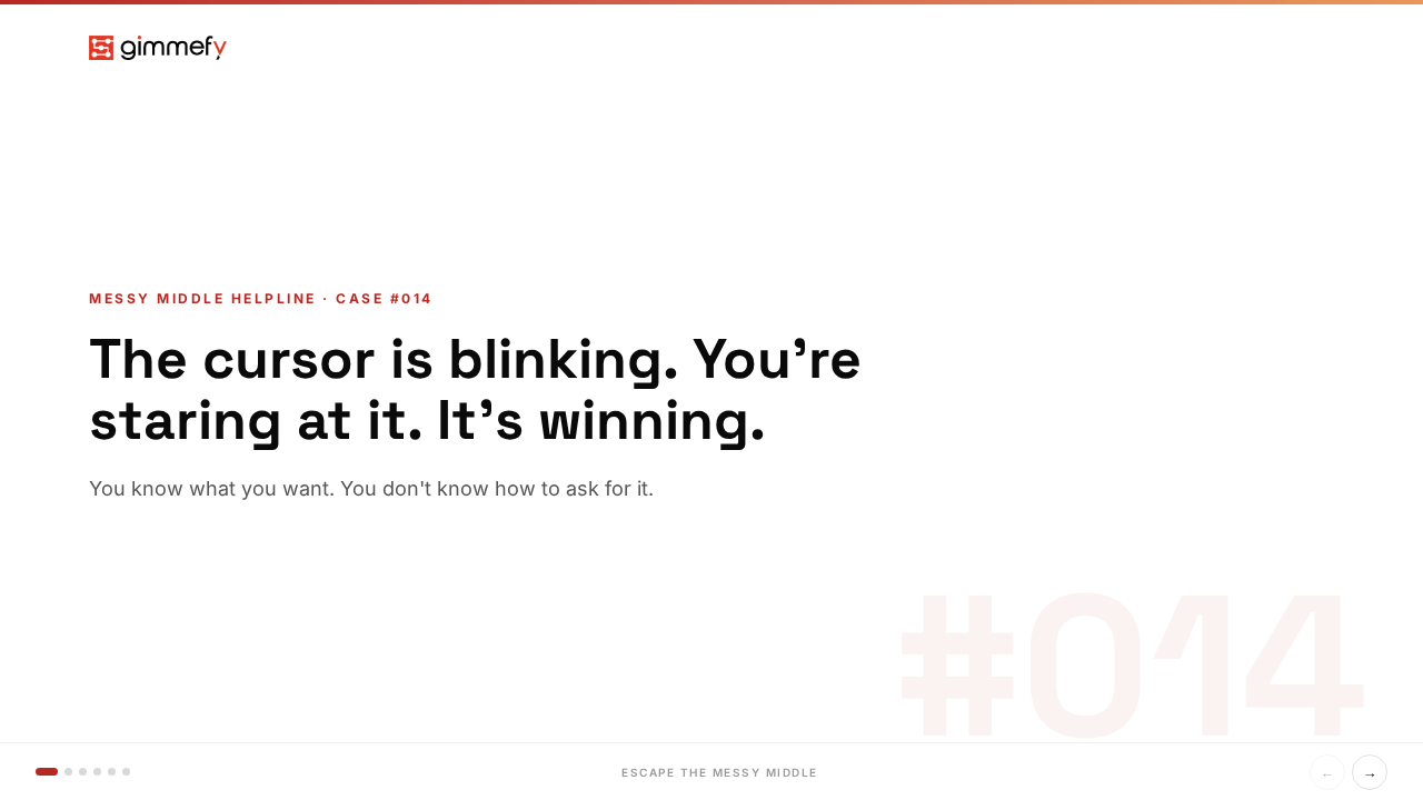 Walkthrough GIF for Messy Middle Helpline — Case #014: The Prompt Template Library