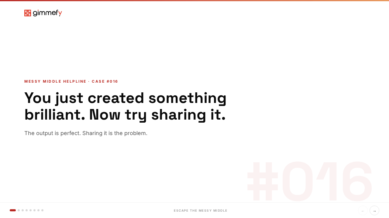 Walkthrough GIF for Messy Middle Helpline — Case #016: One-Link Share