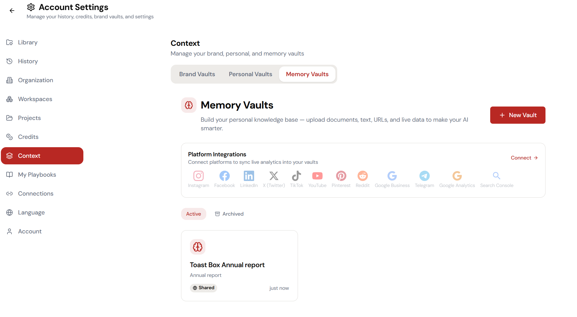 Step 1: Open Memory Vault