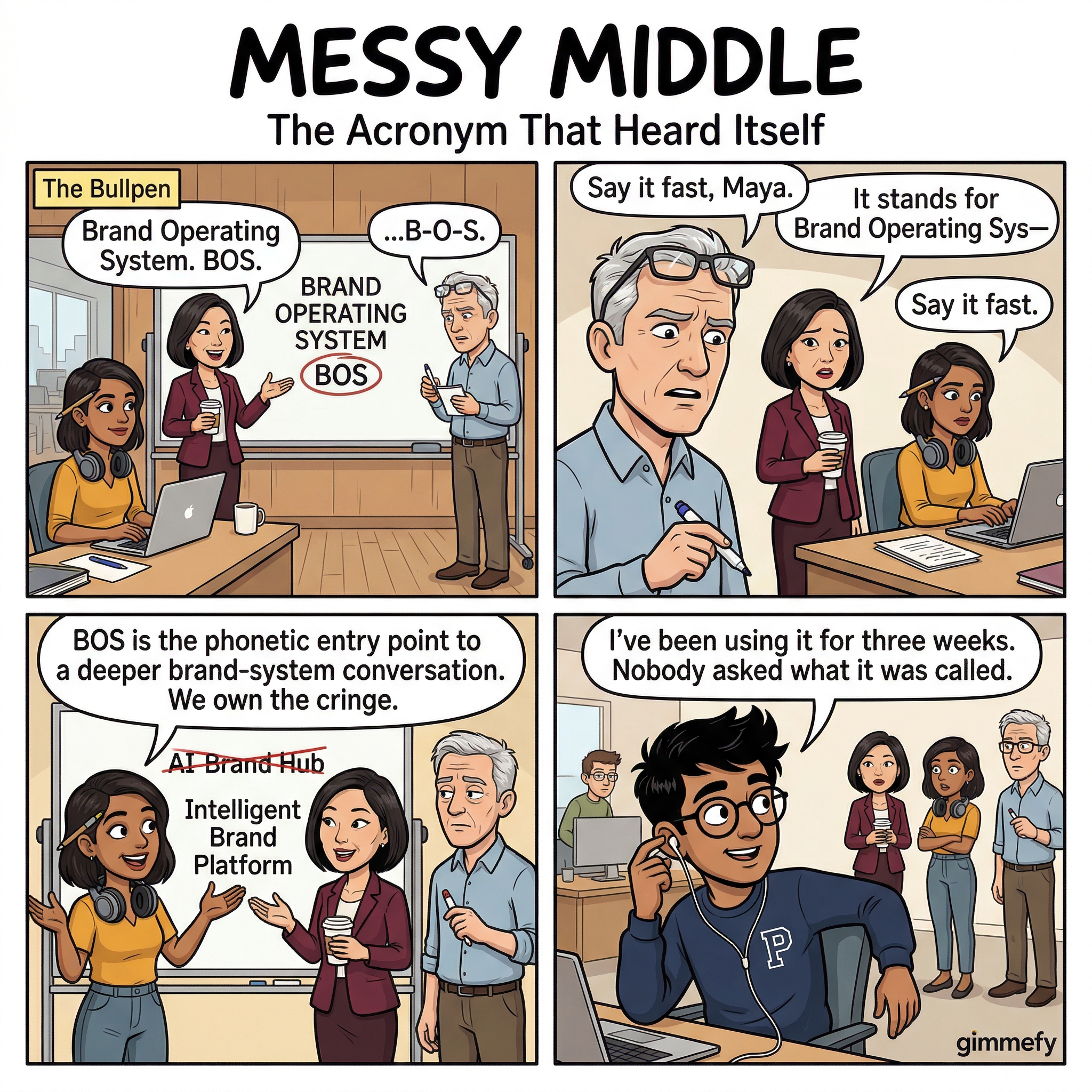 Messy Middle Comic #016: The Acronym That Heard Itself - gimmefy