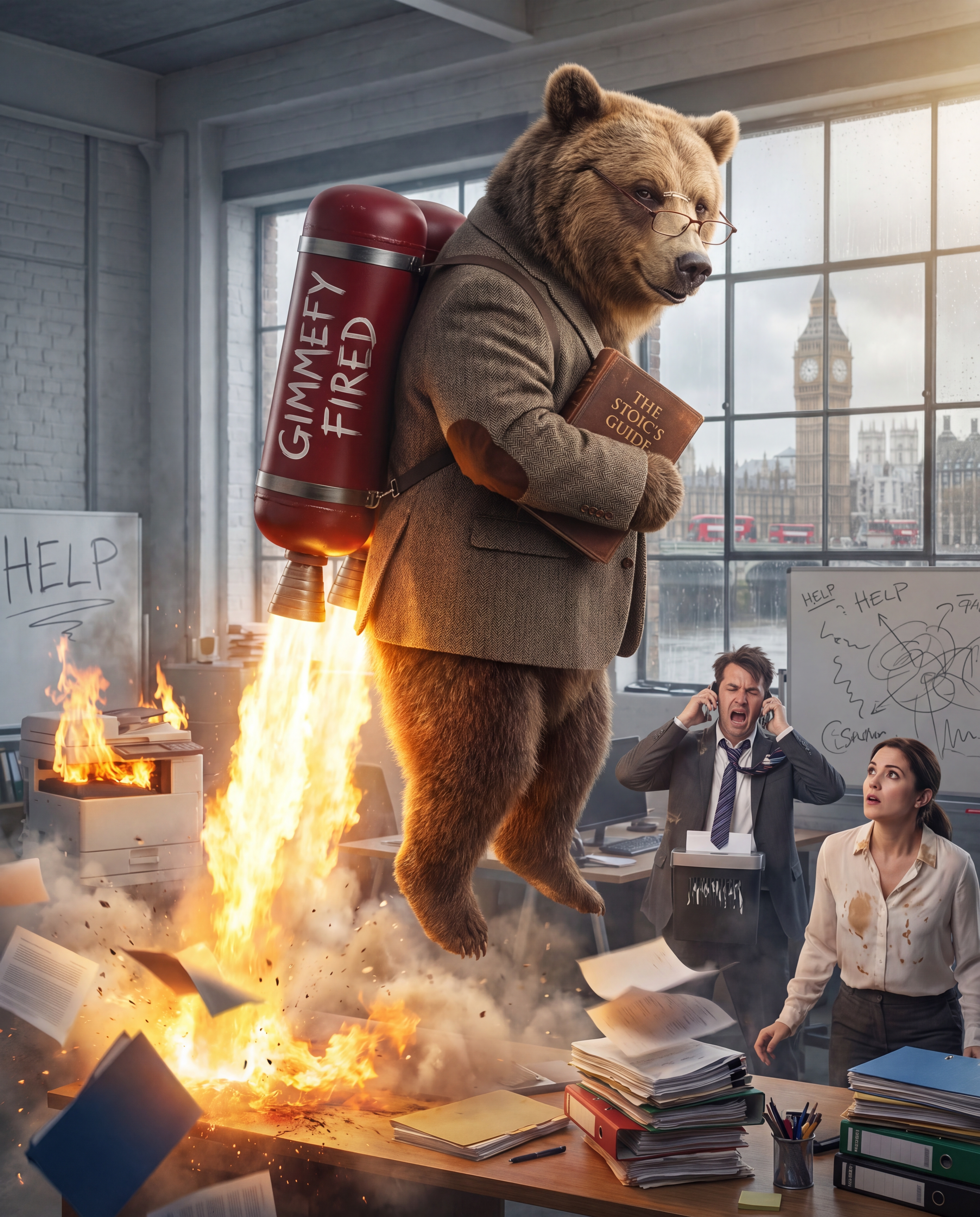 Bear in a cosy library — Brand Vault keeps everything organised