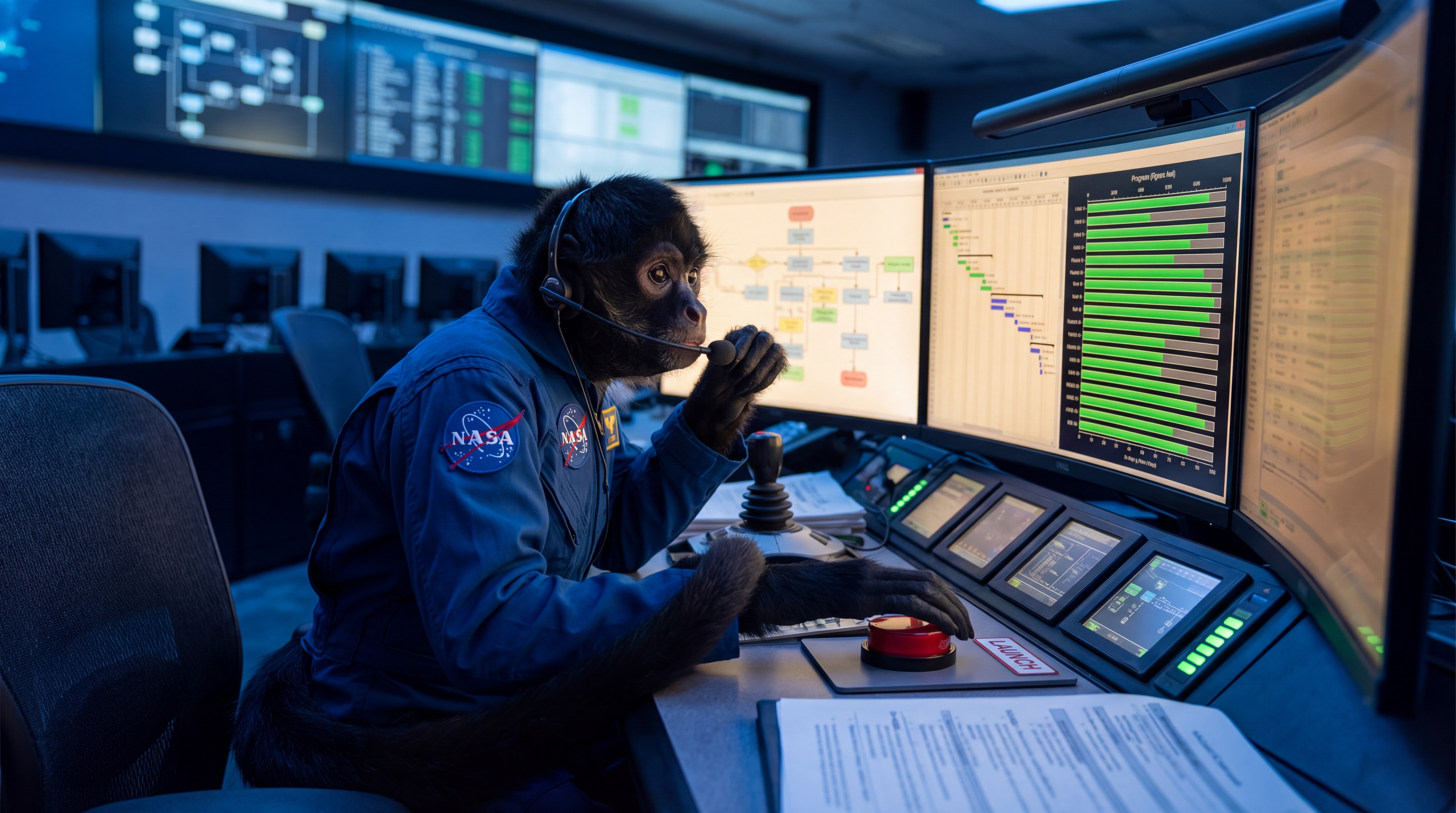 Spider monkey at mission control — gimmefy fired the project manager