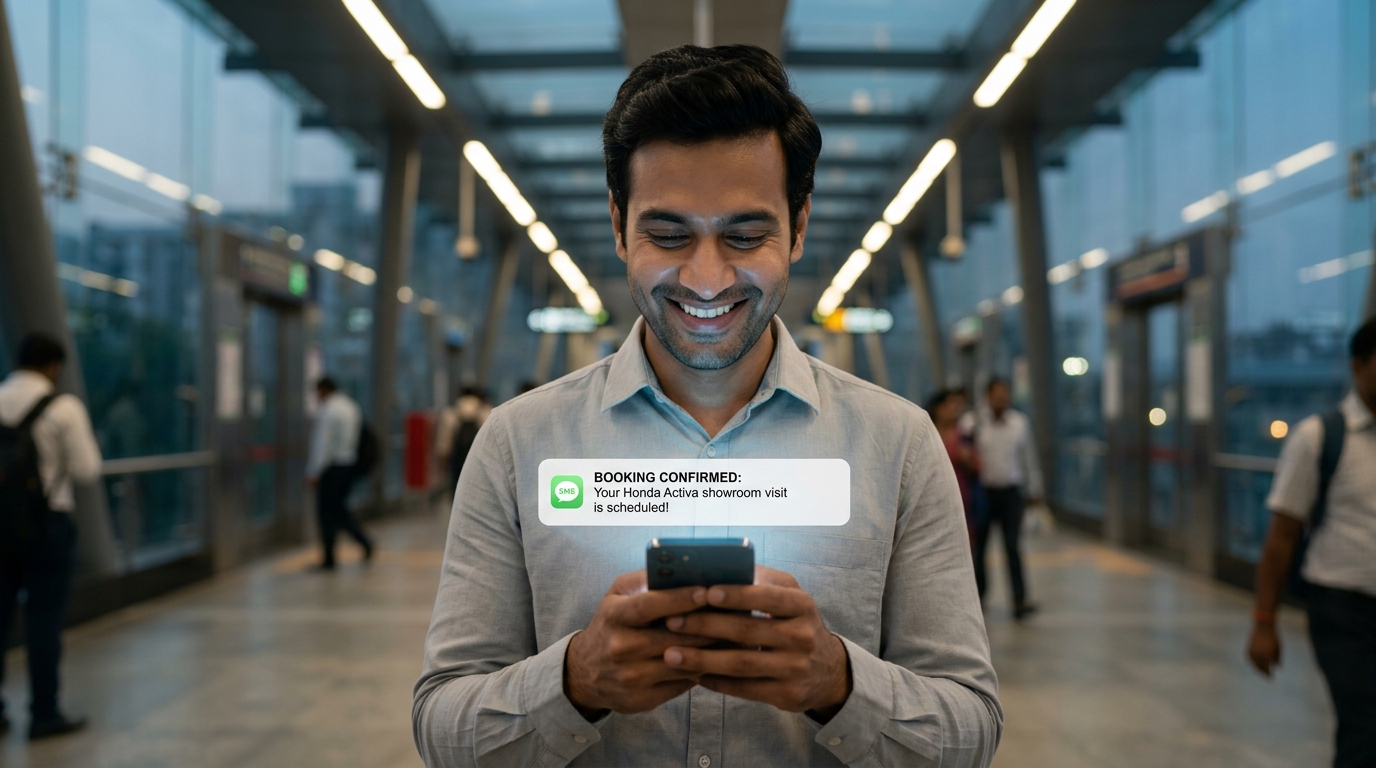 Tribes automotive campaign — character at metro station, booking confirmed
