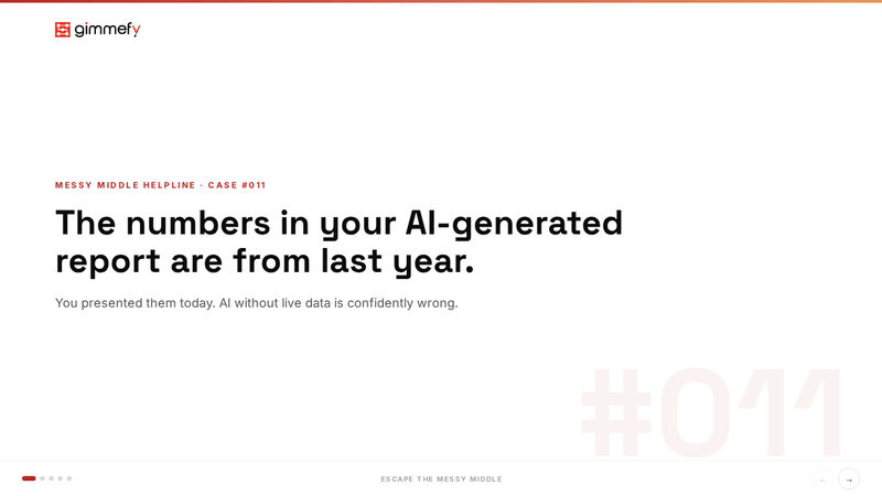 Messy Middle Helpline — Case #011: The Live Data Pipeline